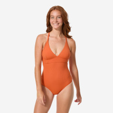 Women's surfing textured 1-piece swimsuit, Bea Simi terracotta