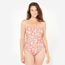 Women's swimming 1-piece swimsuit - Lila poly red