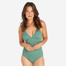 Women's textured 1-piece surf swimsuit - Bea khaki