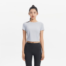 CN CROP SLIM TEE-silver grey