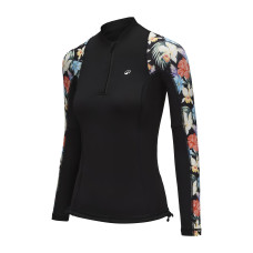 Women's long sleeve UV-protection t-shirt 500 TROPIC BLACK