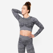 Women's Long-Sleeved Cropped T-Shirt - Grey