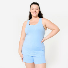 Women's Slim Crew Neck Fitness Tank Top - Flake Blue