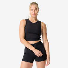 Women's Sports Crop Top with Elasticated Hem - Black
