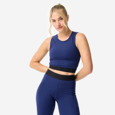 Women's Sports Crop Top with Elasticated Hem - Navy Blue